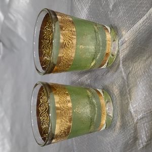 Vintage Starlyte Gold/Green Shot Glasses